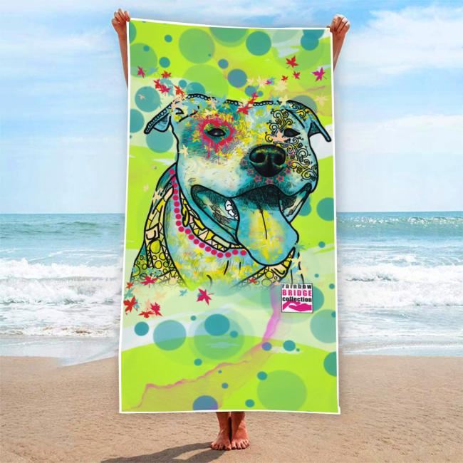 Preview: Badehandtuch Pablo – Popart-Hundemotiv, 75x165 cm, 100 % Polyester, weich & schnelltrocknend